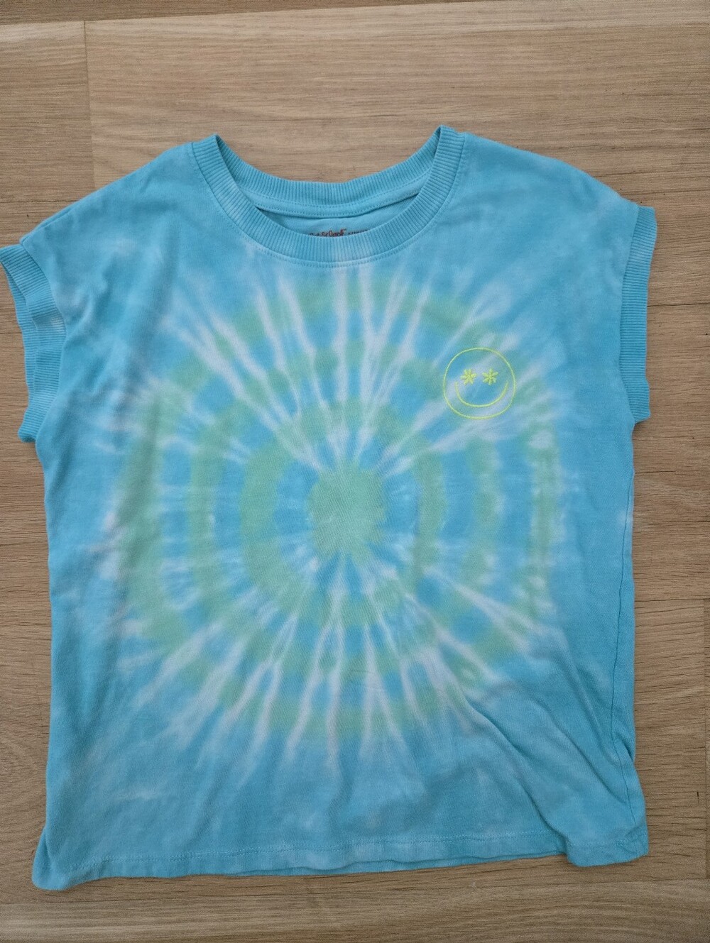 Cat & Jack Turquoise and Lime Tie-Dye Short Sleeve Tee